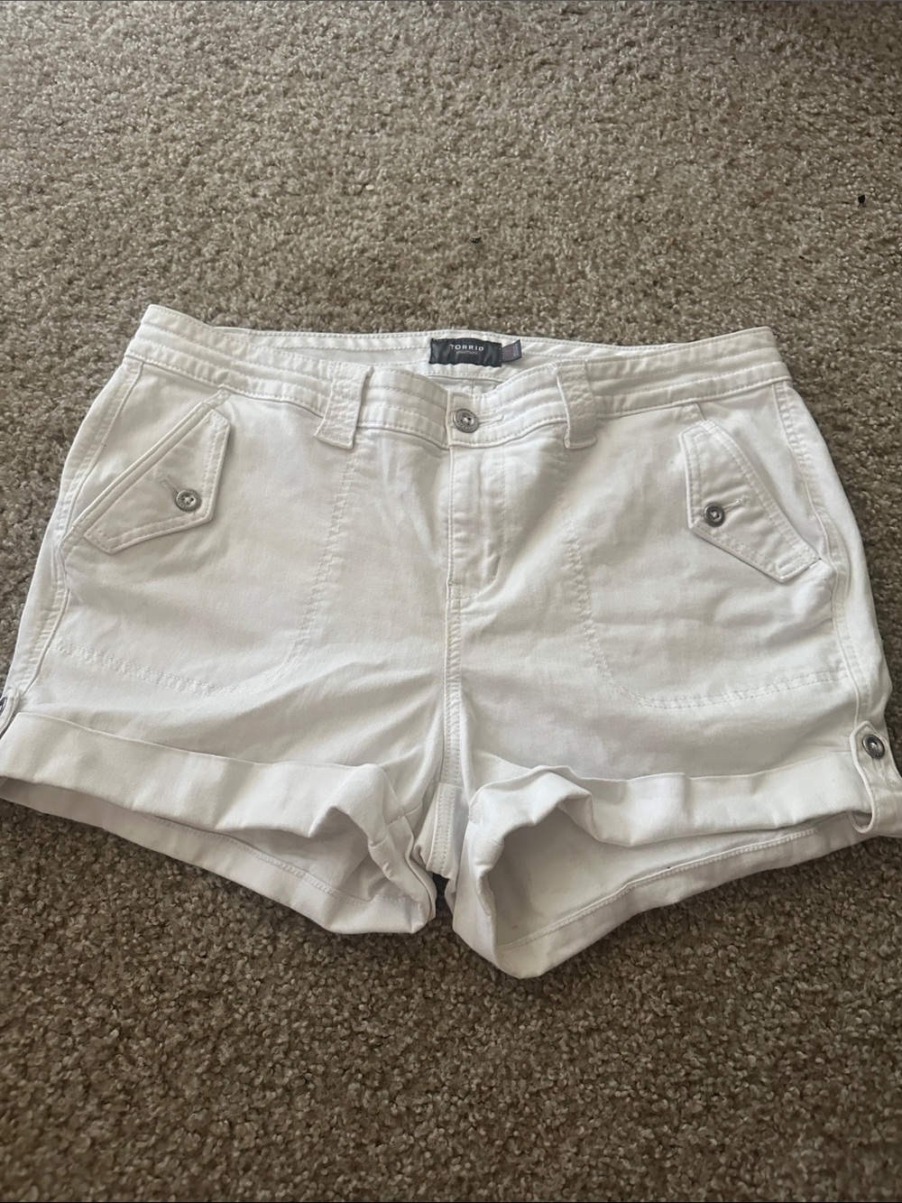TORRID white jean shorts
